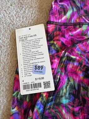 Fast and Free HR Crop 23" Multicolor Athletic Crop nwt